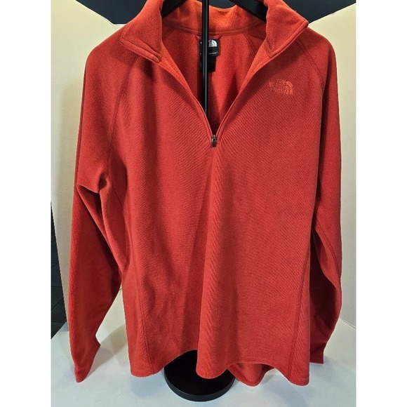 The North Face Mens L Pullover Fleece Quarter Zip Jacket Red - Picture 1 of 10